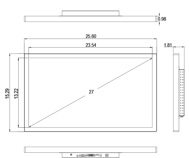 27-Inch Antibacterial Monitor Technical Dimensions
