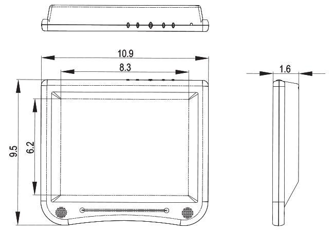 10.4-inch POS Touchscreen Dimensions