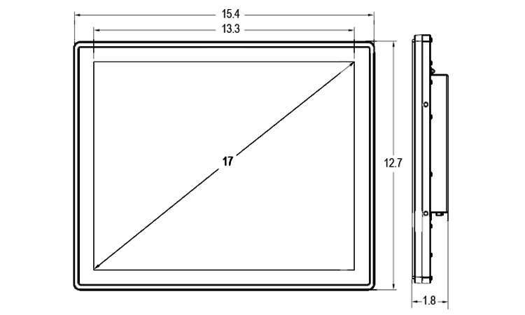 17-inch Rear Mount Touch Dimensions