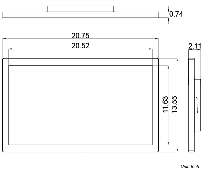 24-inch All-Over-Ethernet Touchscreen Monitor Dimensions