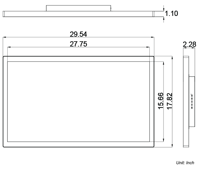 32-inch All-Over-Ethernet Touchscreen Monitor Dimensions