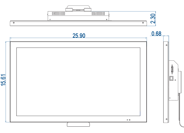 27-inch IP Monitor PoE Power and Data Dimension