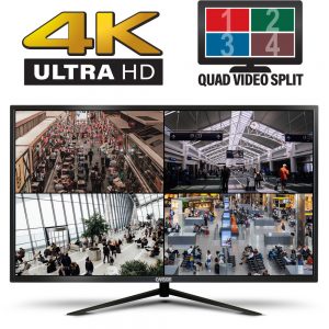 32" 4K UHD CCTV Monitor with Quad Video Splitter